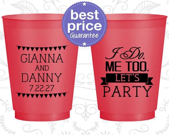 Wedding Frosted Cups, Custom Frosted Cups, Shatterproof Cups, Frost Flex Cups, Frosted Plastic Cups, Personalized Frosted Cups (C363) Il_570xn
