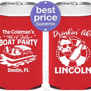 4th of July Decor, 4th of July Can Coolers, July 4th Favors, Fourth of July Party, Drinkin Like Lincoln, USA | 220032