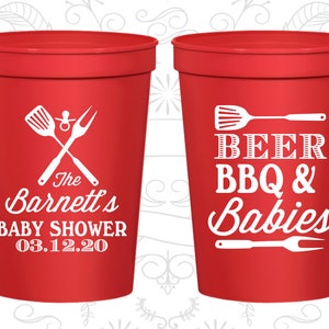 BBQ Baby Shower Cups, Cheap Baby Shower Cups, barbecue Baby Shower Cups, Beer Bbq Babies,Baby Shower Favor Cups,Baby Shower Items (90113)