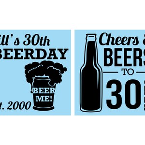 30th Birthday, 30th Birthday Party, Beer Me, Cheers and Beers, Cheers to 30 Years, Birthday Can Coolers, Birthday Coolies | 20215 image 2