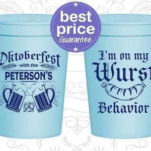 Oktoberfest Plastic Cups, Oktoberfest Party Favors, Oktoberfest Decor, Oktoberfest Party Decorations, Wurst Behavior | 240010