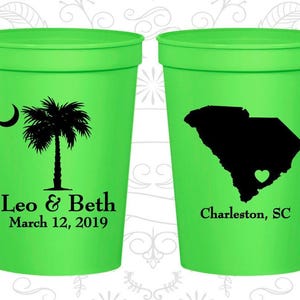 Palmetto Tree, Printed Stadium Cups, Crescent Moon, South Carolina Palmetto,Palmetto Moon Cups, SC Palmetto Tree,plastic stadium cups | 676