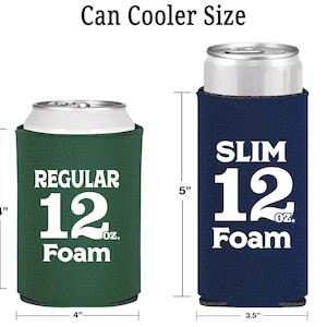 a can cooler with the measurements for it