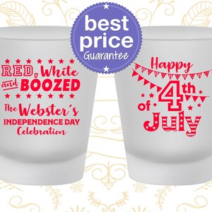 4th of July Shot Glasses, 4th of July Decor, July 4th Favors, Fourth of July Party, Red White and Booze, American | 220042