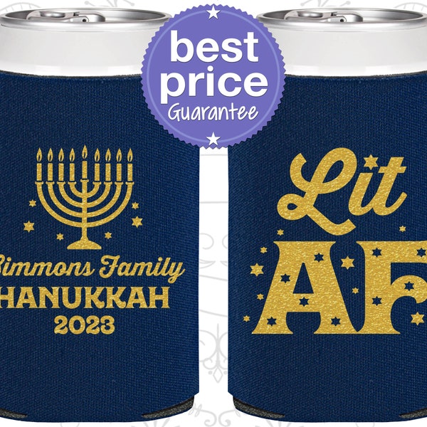 Hanukkah Party Favors, Hanukkah Can Coolers, Hanukkah Decorations, Hanukkah Gift, Hanukkah Décor, Lit AF, Funny Hanukkah (270020)