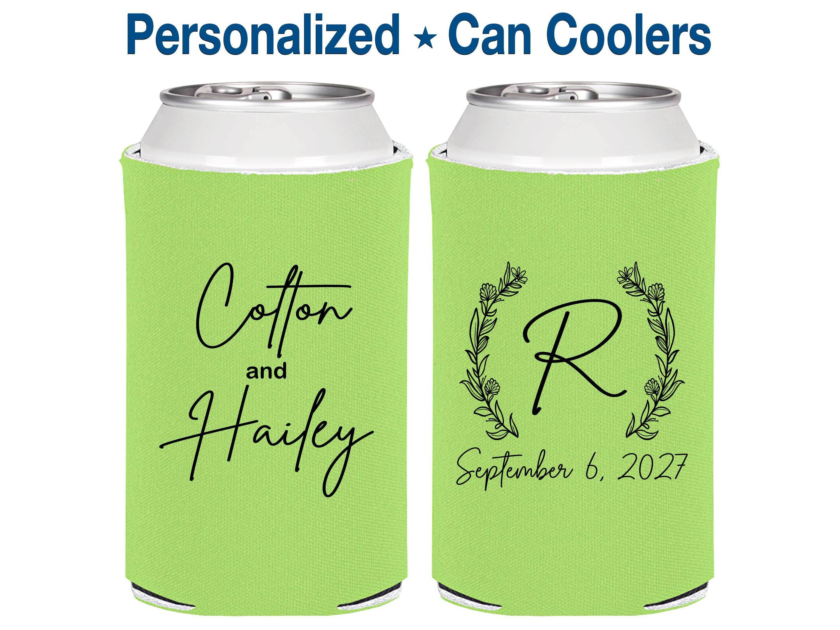 100 pcs | Personalized Can Coolers, Pistachio Wedding Can Coolers, Custom Beer Can Insulators | 803