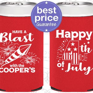 4th of July Decorations, 4th of July Can Coolers, July 4th Party Decor, Fourth of July Favors, Happy 4th of July, USA | 220046