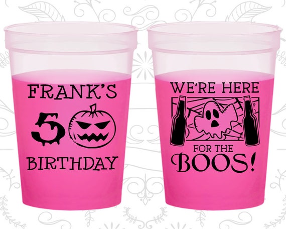 50th Birthday Mood Cups, Pumpkin Birthday, Halloween Birthday, Ghost Birthday, Birthday Color Changing Cups (20292) Il_570xn