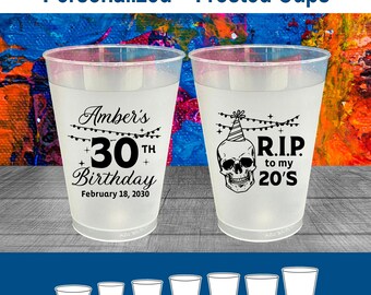 30th Birthday Frosted Cups, Frosted Birthday Cups, Birthday Party Favors | 20140