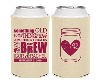 Mason Jar Can Coolers, Wedding Can Coolers, Custom Coolies, Personalized Beer Can Coolers, Wedding Favors | 401