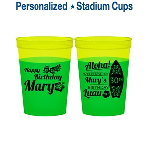 30th Birthday Color Changing Cups, Luau Birthday, Aloha Birthday, Birthday Color Change Cup | 20136 image 1