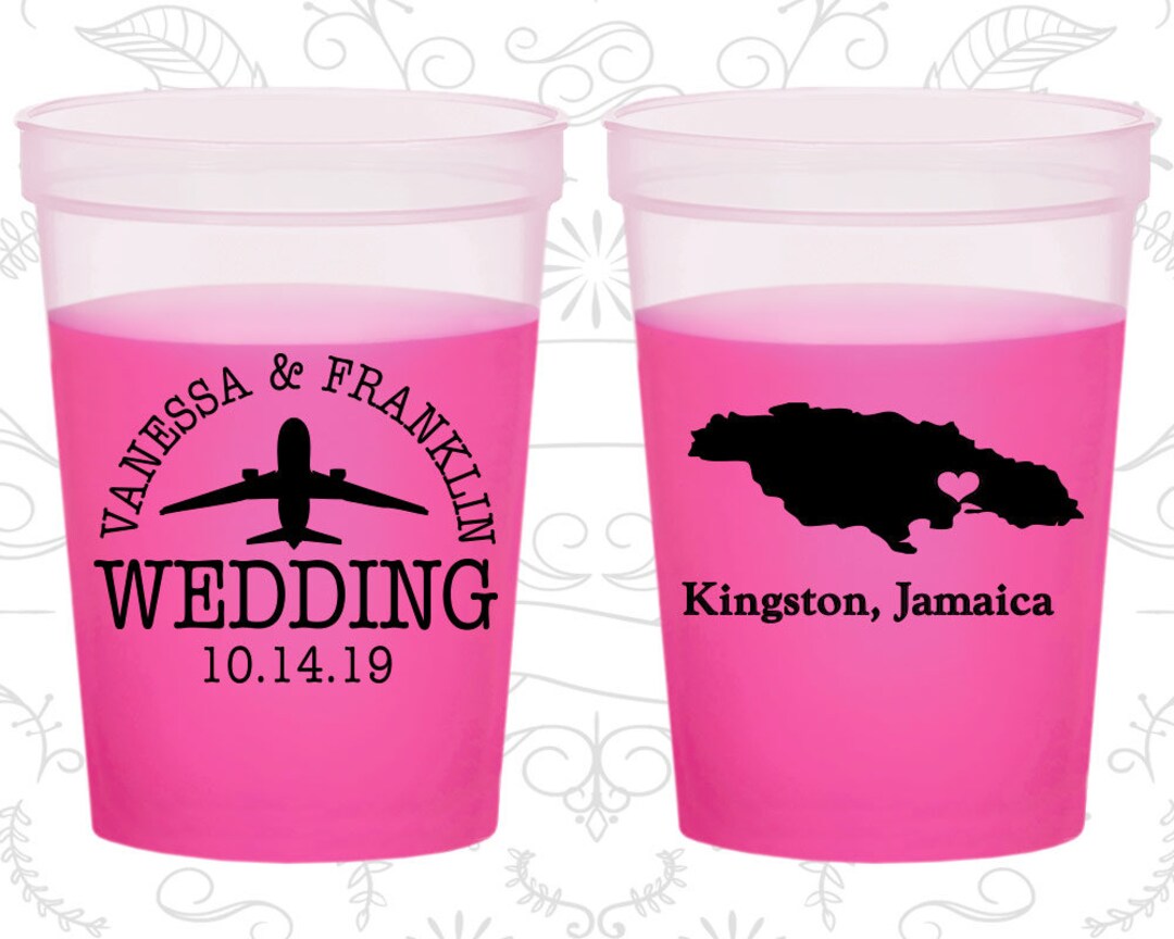 Jamaica Wedding, Custom Plastic Mood Cups, Destination Wedding, Blue