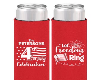 4th of July Party Ideas, 4th of July Can Coolers, July 4th Party, Independence Day, Let Freedom Ring, American | 220048