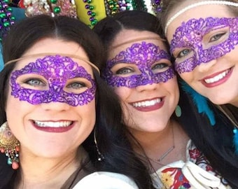 Custom, All-Day Wear, Adhesive Mardi Gras Mask