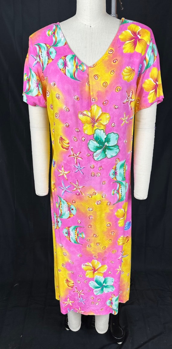 Vintage Beaded Tropical Dress - image 1