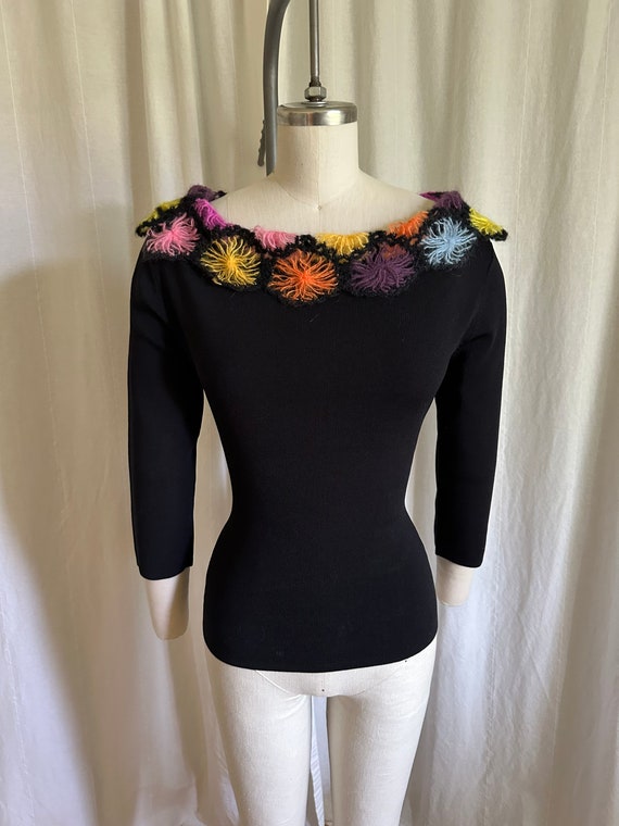 Vintage Off-The-Shoulder top with crochet neckline