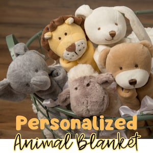Personalized Animal Lovey Blanket, Security blanket, luvster, Baby Lovie Blanket, Baby Snuggler, personalized baby gift custom