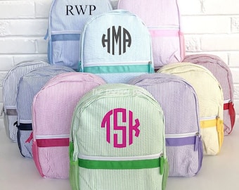 Monongrammed Personalized Seersucker Toddler Backpack,  Girls Diaper Bag, Seersucker Diaper Bag, Back to School, Toddler Preschool Backpack