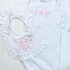 Monogrammed Ruffle Baby Girl Gown, Baby Spring Outfit, Infant Summer, Cake Smash Outfit, Monogrammed Baby Gown, Gingham Ruffle, Newborn Girl image 4