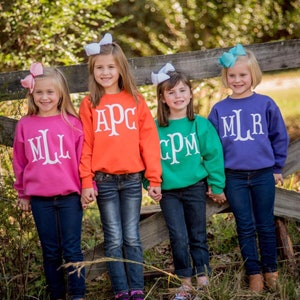 Monogrammed Kids Crew Neck Sweatshirt Personalized Monogram - Etsy