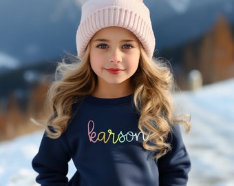 Sudadera personalizada con cuello redondo para niños, sudadera juvenil con monograma personalizada, jersey con monograma, sudadera con monograma, sudadera personalizada