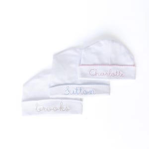 Personalized Newborn Baby Picot Trim Hat, Hospital Hat, Baby Name Hat, Coming Home Hat, Photo Prop, Monogrammed Baby Hat, Gender Reveal Hat