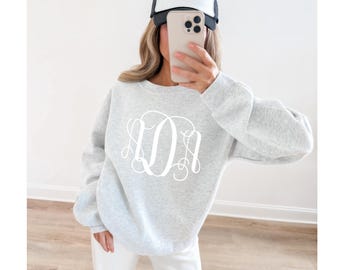 Monogrammed Long Sleeve Crew Neck Sweatshirt, Personalized Monogram Sweatshirt, Monogram Pullover, Monogram Sweatshirt, Custom Sweatshirt