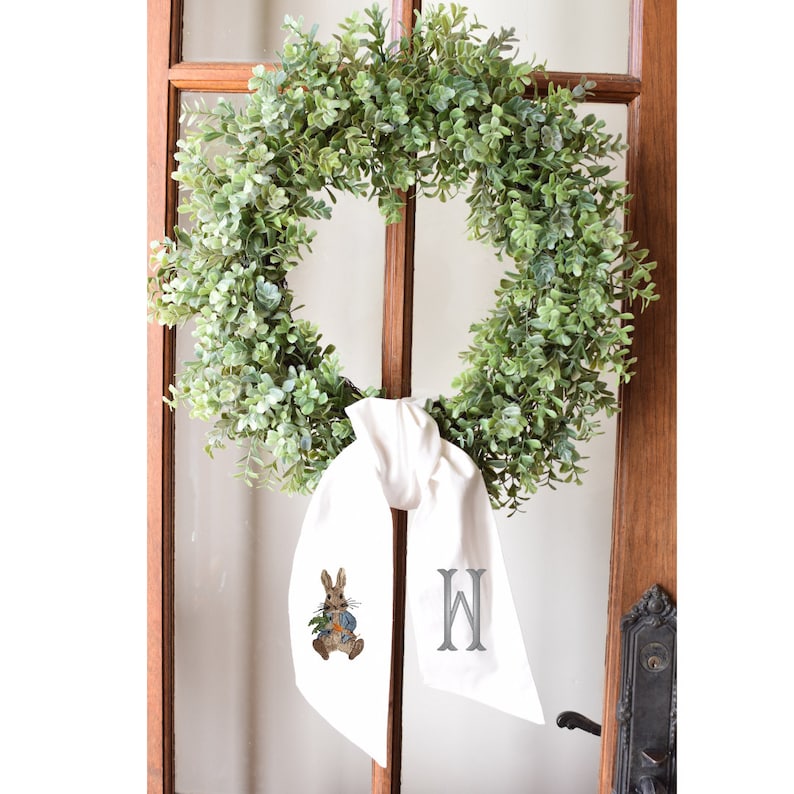 Monogrammed Easter Wreath Sash, Front Door Bow Sash, Seasonal Sash Holiday, Gift Housewarming, Personalized Wreath Sash, Custom Door Decor