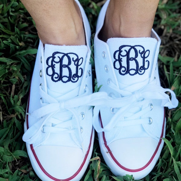 Monogram Canvas Sneaker Shoes, Personalized Womens Shoes, Ladies Canvas Tennis Shoes Monogrammed, Lace Up Canvas Low Top Shoe, Monogram Shoe