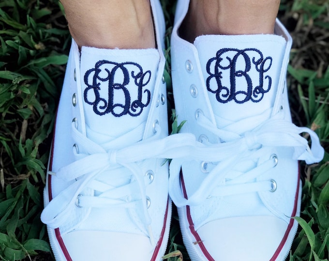 Monogram Canvas Sneaker Shoes, Personalized Womens Shoes, Ladies Canvas Tennis Shoes Monogrammed, Lace Up Canvas Low Top Shoe, Monogram Shoe