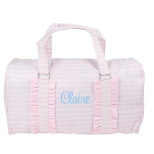 Monogrammed Personalized Nylon Duffle Barrel Bag, Preppy Children&#39;s Travel Bag, Ballet Sports, Sleepovers Daycare, Toddler Weekend Overnight