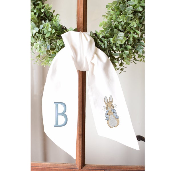 Monogrammed Easter Wreath Sash, Front Door Bow Sash, Seasonal Sash Holiday, Gift Housewarming, Personalized Wreath Sash, Custom Door Decor