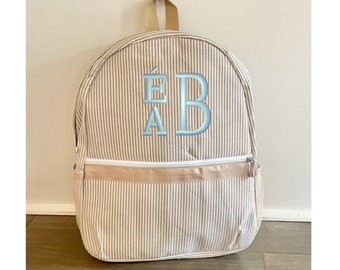 Monongrammed Personalized Seersucker Toddler Backpack,  Girls Diaper Bag, Seersucker Diaper Bag, Back to School, Toddler Preschool Backpack