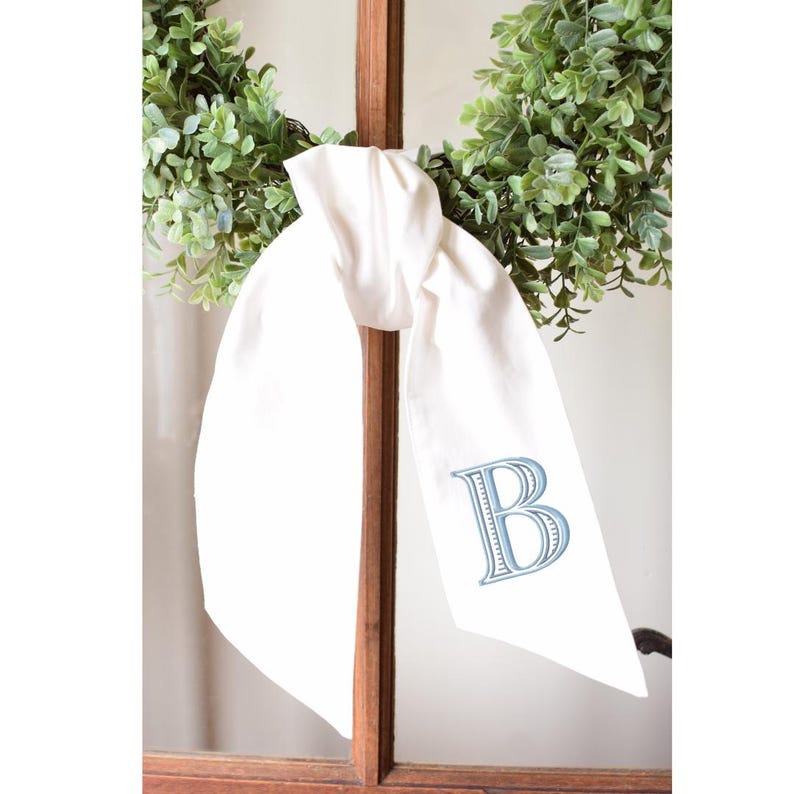 Monogram Wreath Sash For Front Door, Front Door Bow Sash, Initial Door Decor, Gift Housewarming, Personalized Wreath Sash, Custom Door Decor