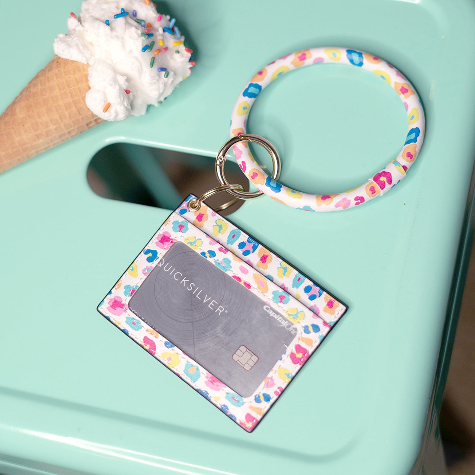 Key Ring & ID Card Holder Keychain Wallet for Women Wristlet Etsy