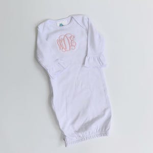 Monogrammed Ruffle Baby Girl Gown, Baby Spring Outfit, Infant Summer, Cake Smash Outfit, Monogrammed Baby Gown, Gingham Ruffle, Newborn Girl image 5
