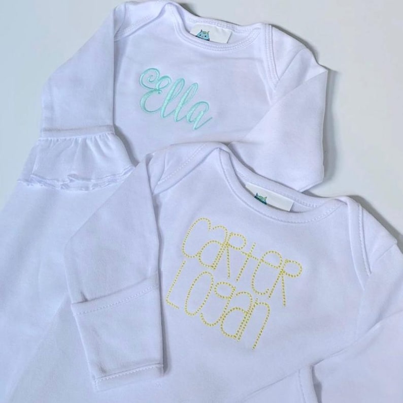 Monogrammed Ruffle Baby Girl Gown, Baby Spring Outfit, Infant Summer, Cake Smash Outfit, Monogrammed Baby Gown, Gingham Ruffle, Newborn Girl image 6