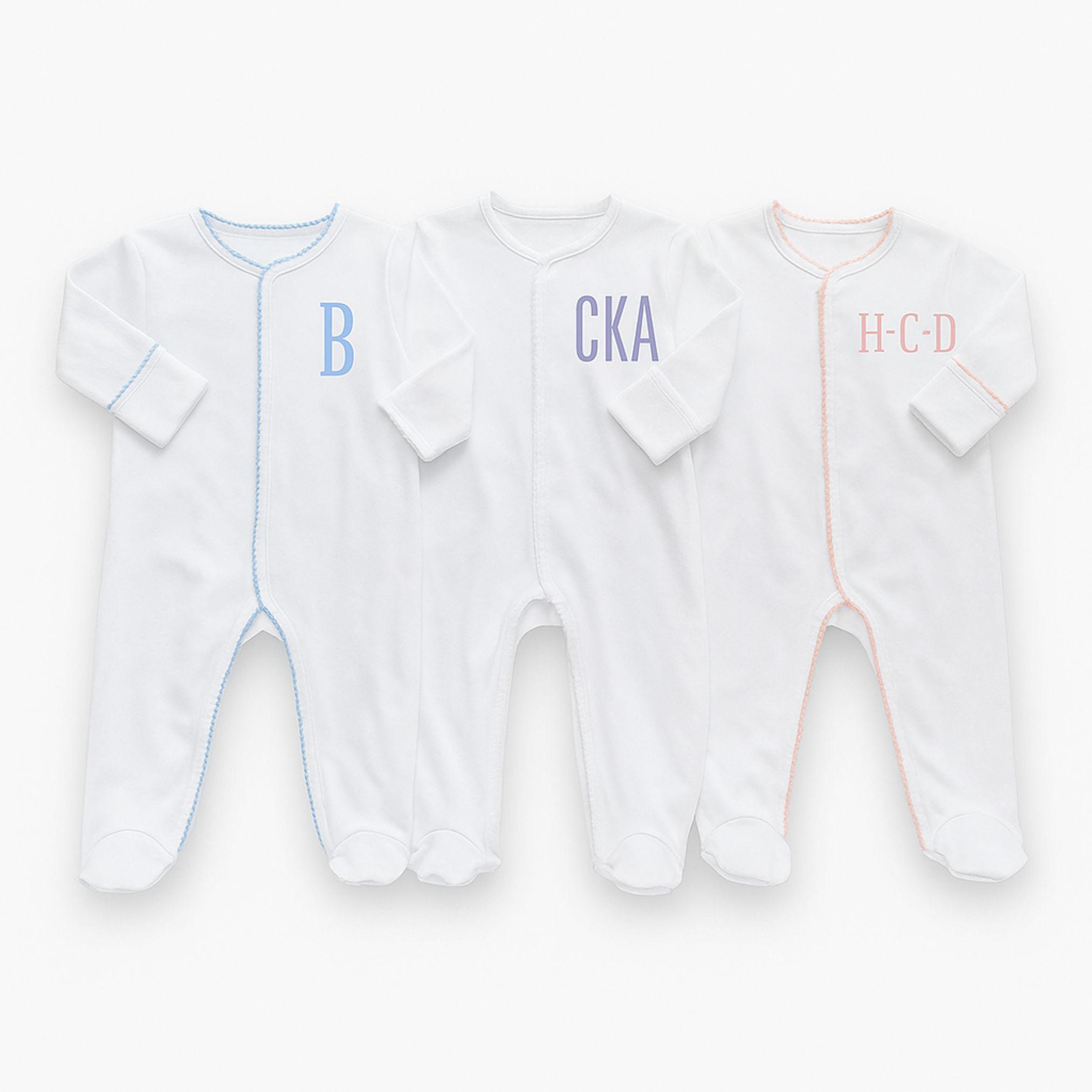 Baby Picot Footie, Baby Hospital Outfit, Newborn Boy Coming Home Outfit, Newborn Baby Girl Going Home Outfit, Preemie Monogram Baby Outfit