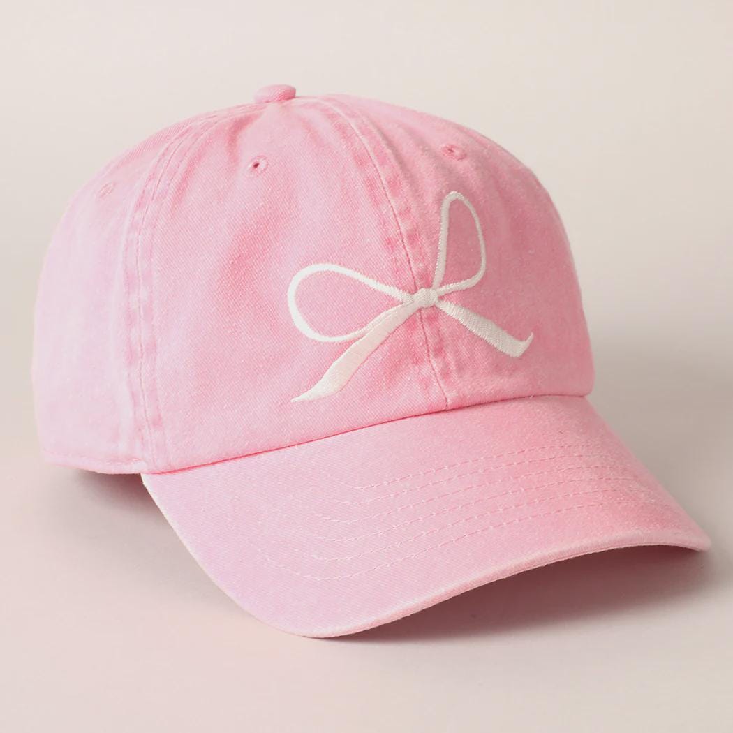 Embroidered Bow Hat, Coquette Bow Hat, Trendy Hat, Fish Hat, Embroidered Sun Hat, Beach Bum, Baseball Cap, Embroidery Cap Hat, Washed Cotton