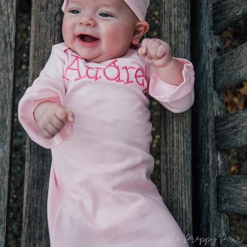 Monogrammed Ruffle Baby Girl Gown, Baby Spring Outfit, Infant Summer, Cake Smash Outfit, Monogrammed Baby Gown, Gingham Ruffle, Newborn Girl image 2
