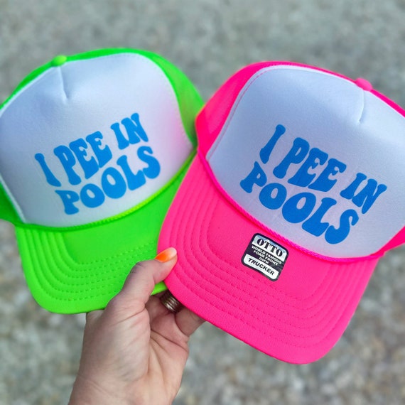 I Pee In Pools Neon Foam Trucker Hat, Custom Foam Trucker Hat, Captain Hat, Bachelorette Hat, Boat Hat, Smiley Face Hat, Beach Trucker Hat