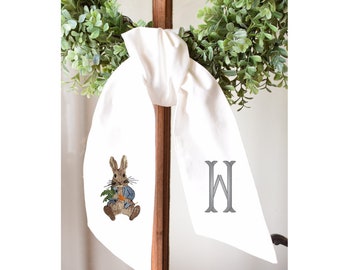 Monogrammed Easter Wreath Sash, Front Door Bow Sash, Seasonal Sash Holiday, Gift Housewarming, Personalized Wreath Sash, Custom Door Decor