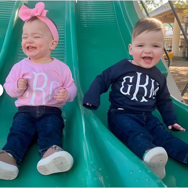 Sudadera de cuello redondo con monograma para niños, sudadera juvenil con monograma personalizado, jersey con monograma, sudadera con monograma, sudadera personalizada