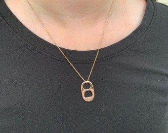 14kt Rose Gold Soda Tab Charm Pendant - Includes free 18-Inch Chain, Velvet Jewelry Box and free Shipping