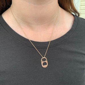 14kt Rose Gold Soda Tab Charm Pendant - Includes free 18-Inch Chain, Velvet Jewelry Box and free Shipping