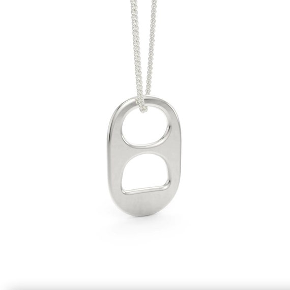 Merch 925 Sterling Silver Soda Tab Necklace Earrings, 14K Yellow