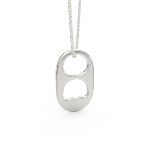 Solid Sterling Silver .925 Soda Soda Tab, Pull Tab, Can Tab Pendant -  FREE 18inch Chain, FREE Jewelry Box, FREE Shipping