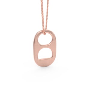 Sterling Silver Soda Tab Pendant in Rose Rhodium - Includes Velvet Jewelry Gift Box, 18 Inch Silver Chain and Free US Shipping