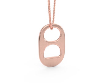 Sterling Silver Soda Tab Pendant in Rose Rhodium - Includes Velvet Jewelry Gift Box, 18 Inch Silver Chain and Free US Shipping