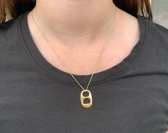 Solid 14kt Gold Soda Tab, Pull Tab, Can Tab Pendant Charm - FREE 18inch Chain, FREE Jewelry Box, FREE Shipping